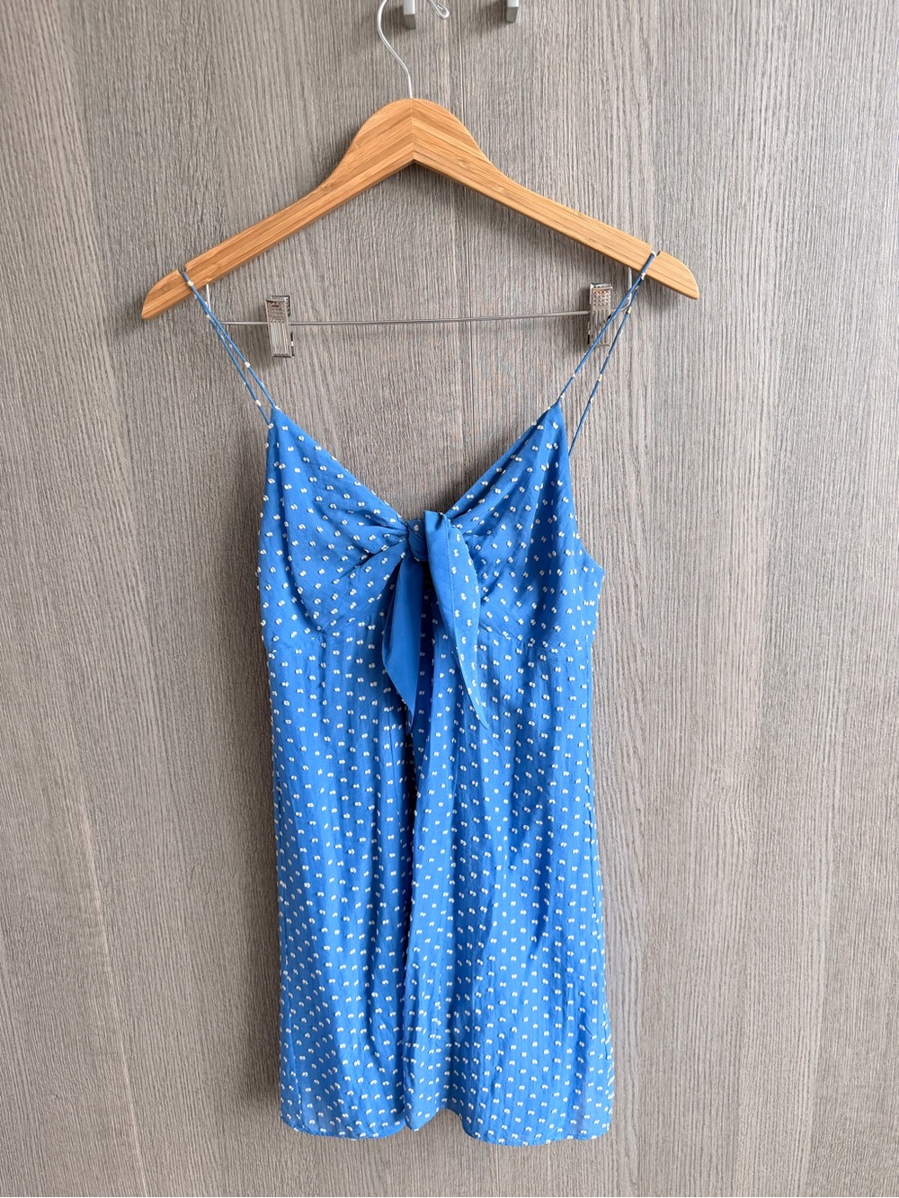 Alice + Olivia Blue Polka Dot Tie-Front Chemise